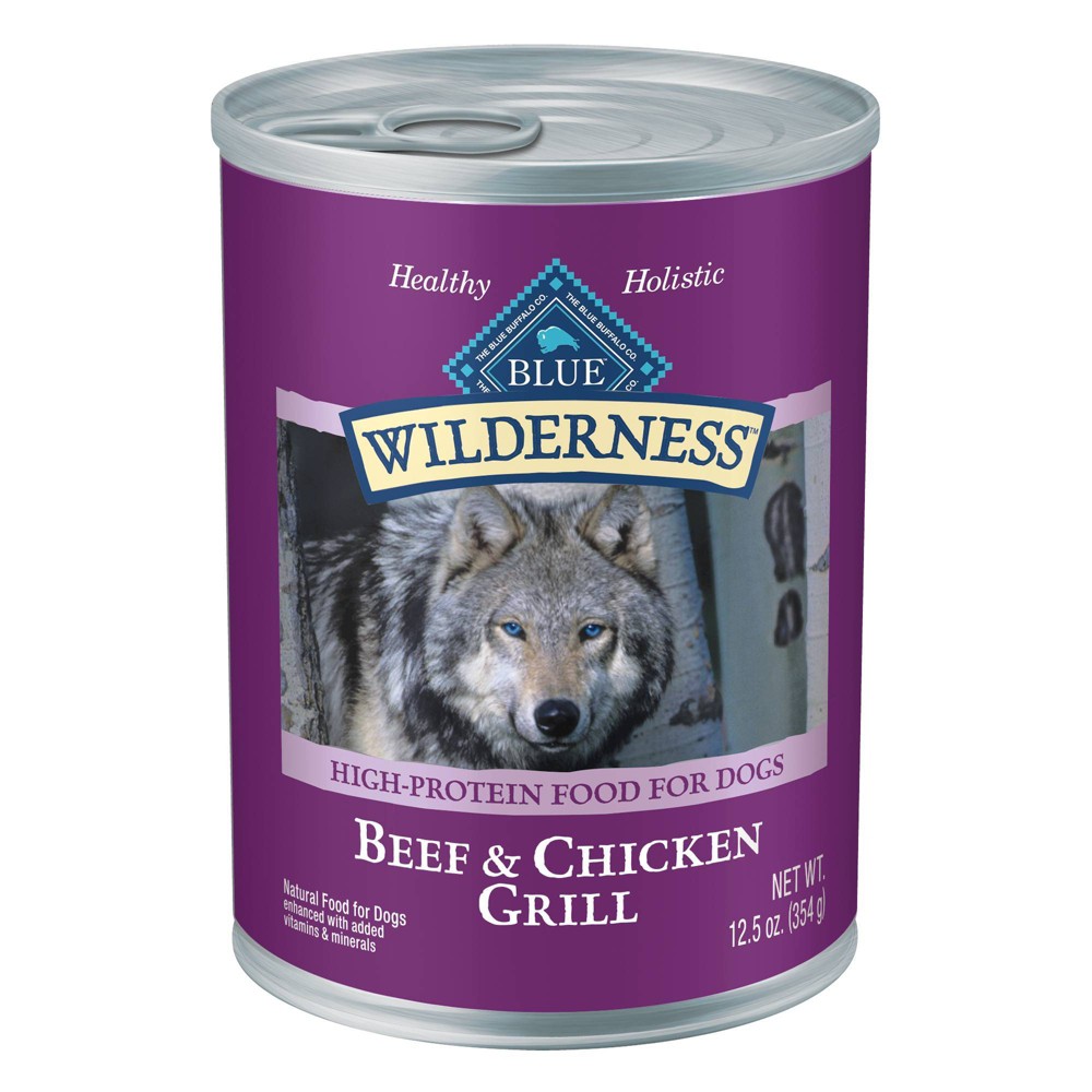 Blue Buffalo Wilderness Grain Free High Protein Wet Dog Food Beef & Chicken Grill - 12.5oz