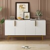 Modern 4-Door Sideboard with Gold Metal Handles & Legs, Adjustable Shelves, Wavy Stripe Design Buffet Cabinet for Living Room, Dining Room - 2 of 4