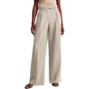 Womens Pants High Waist Wide Leg Pocket Dress Trousers Pants - 1 of 4