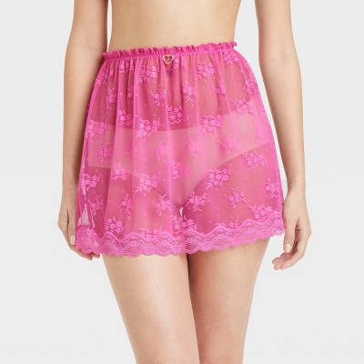 Women's Lace Lingerie Skirt - Colsie™ Cerise Pink S