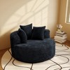 WJSHome Oversized Round Chair Lounge Chaise Indoor,Upholstered Corduroy Deep Seat Sofa With 3 Pillows,Comfy Sleeper Boneless Couch - 2 of 4