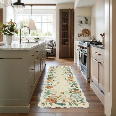 Lahome Machine Washable Back to College Series Floral Plant Floor Mat-Natural Bio-Printed Soft Rug for Living Room, School, Bedroom, or Entryway