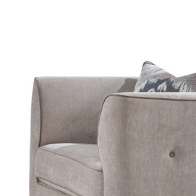 Cyndi Gray Velvet Accent Chair with Wooden Legs