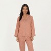 Anna-Kaci Lounge Women's 2-Piece Set Long Sleeve Button-Up Pajama Top with Matching Relaxed Fit Printed Pants - 2 of 4