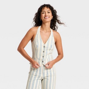 Women's Striped Halter Denim Vest - Universal Thread™ White : Target