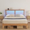 coucheta Bed Frame with Natural Rattan Headboard, Platform Bed Frame with LED Lights, Mattress Foundation, Noise-Free - 3 of 4