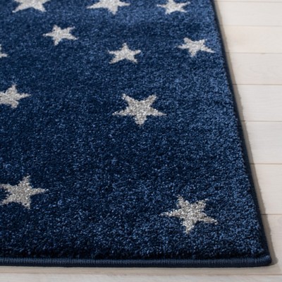 Gray and Navy Moon and Stars Kids Square Rug