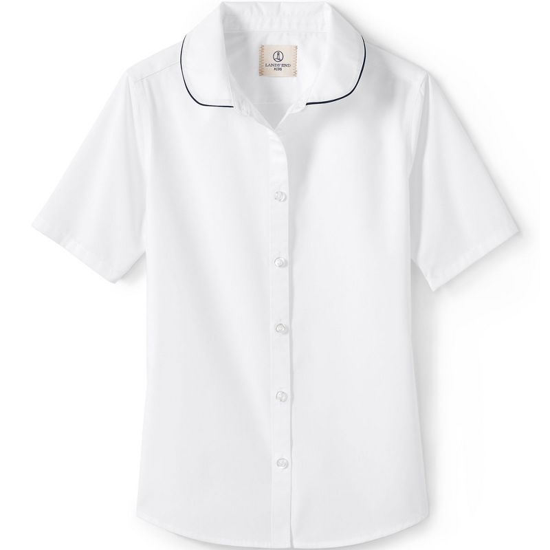 Lands' End School Uniform Kids Piped Peter Pan Collar Broadcloth Shirt, 1 of 4