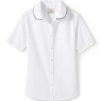 Lands' End School Uniform Kids Piped Peter Pan Collar Broadcloth Shirt