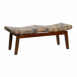 Contemporary Mahogany Bench Brown - Olivia & May: Handmade Wicker, No Back, Indoor Use - 1 of 4