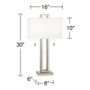 Possini Euro Design Gossard 30" Tall Rectangle Large Modern End Table Lamps Set of 2 Pull Chain Silver Brushed Nickel Finish Metal Living Room Bedroom - 4 of 4