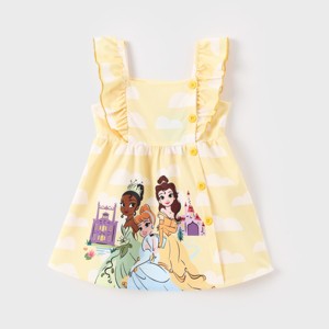 PATPAT Disney Princess Toddler Girl Dress Kids Girls 1pc Tiana Cinderella Beller Ariel Rapunzel Ruffled Dress - 1 of 4