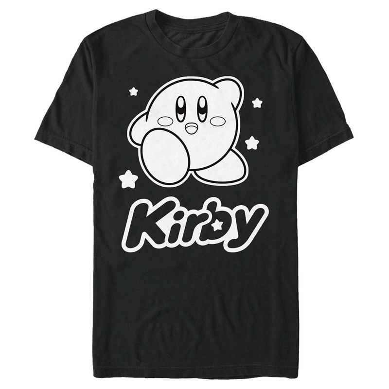 Men's Nintendo Kirby Black and White Portrait T-Shirt, 1 of 6