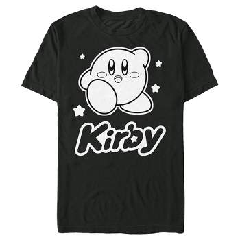 Men's Nintendo Kirby Black and White Portrait T-Shirt