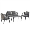 ELJGET 4 PCS Outdoor Patio Furniture with Coffee Table Set, Metal Patio Conversation Sets with Washable & High-Resiliency Sponge Cushions - 3 of 4