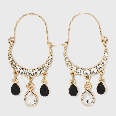 Hanging Stone Drop Earrings - A New Day™ Jet Black