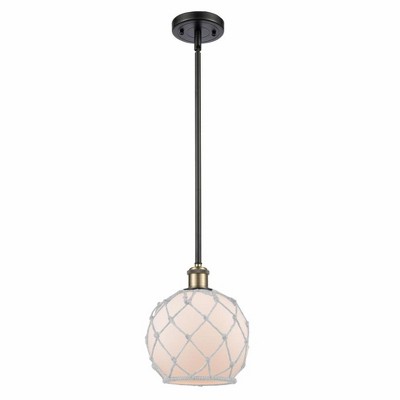 Farmhouse Rope - 1 Light Stem Hung Mini Pendant In Industrial Style-10 Inches Tall and 8 Inches Wide