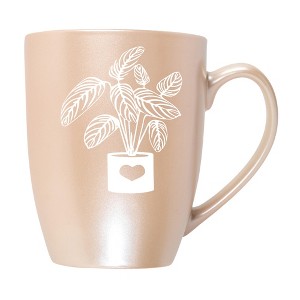 Elanze Designs Botanical Foliage Nature Coffee Cup Mug 10 Ounce Ceramic With Shimmery Metallic Finish Elegant Minimalist Calathea in Heart Planter - 1 of 4