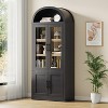 Arched Bookcase with Doors Tall Bookshelf Display Storage Shelves 71.4in Deep Wooden Cabinet Farmhouse Bookcases - 2 of 4