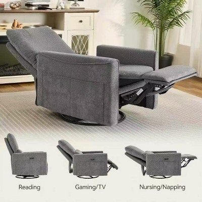 Dyonery Rotatable small rocking chair, single-person backrest sofa with lumbar support, living room