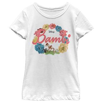 Girl's Bambi Flower in Floral Circle With Butterfly T-Shirt
