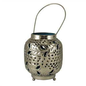 Kaemingk 4" Tropicalia Silver and Blue Cut-Out Floral Tea Light Candle Holder - 1 of 1