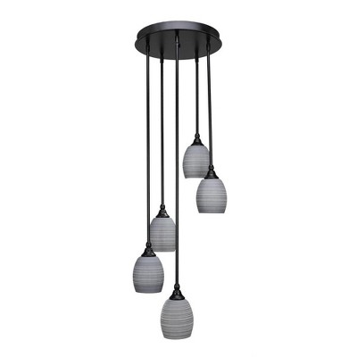 Toltec Lighting Empire 5 - Light Pendant in  Matte Black with 5" Gray Matrix Shade