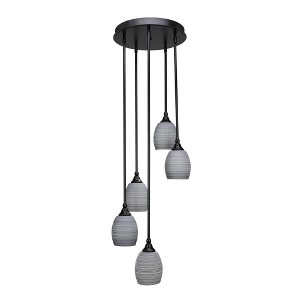 Toltec Lighting Empire 5 - Light Pendant in  Matte Black with 5" Gray Matrix Shade - 1 of 1