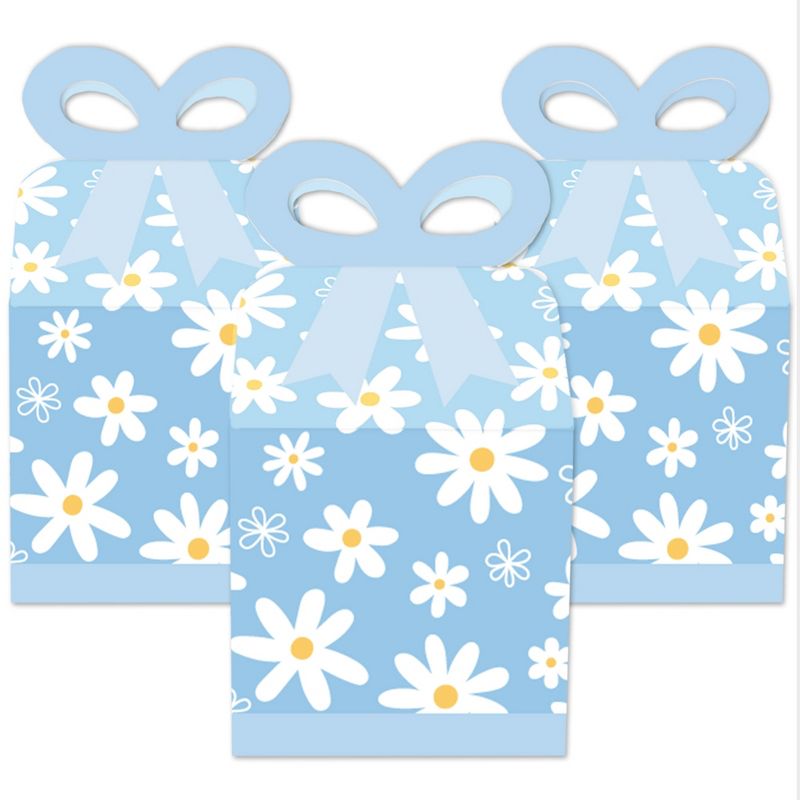 Big Dot of Happiness Blue Daisy Flowers - Square Favor Gift Boxes - Floral Party Bow Boxes - Set of 12, 3 of 10