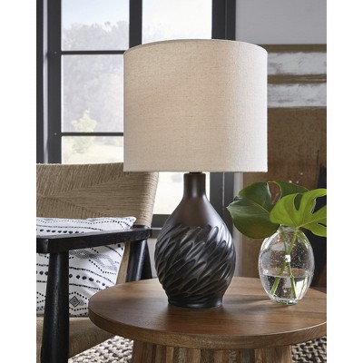 Garinton Black Ceramic Table Lamp with Beige Shade