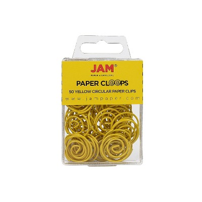 JAM Paper Colored Circular Paper Clips Round Paperclips Yellow 2 Packs of 50 2187140B