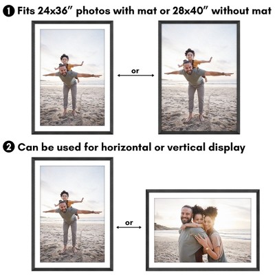 Black Wide Molding Picture Frame with Mat 28x40