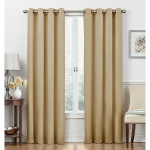 Kate Aurora Basic Jacquard 2 Piece Blackout Grommet Top Hotel Window Curtains - 1 of 1