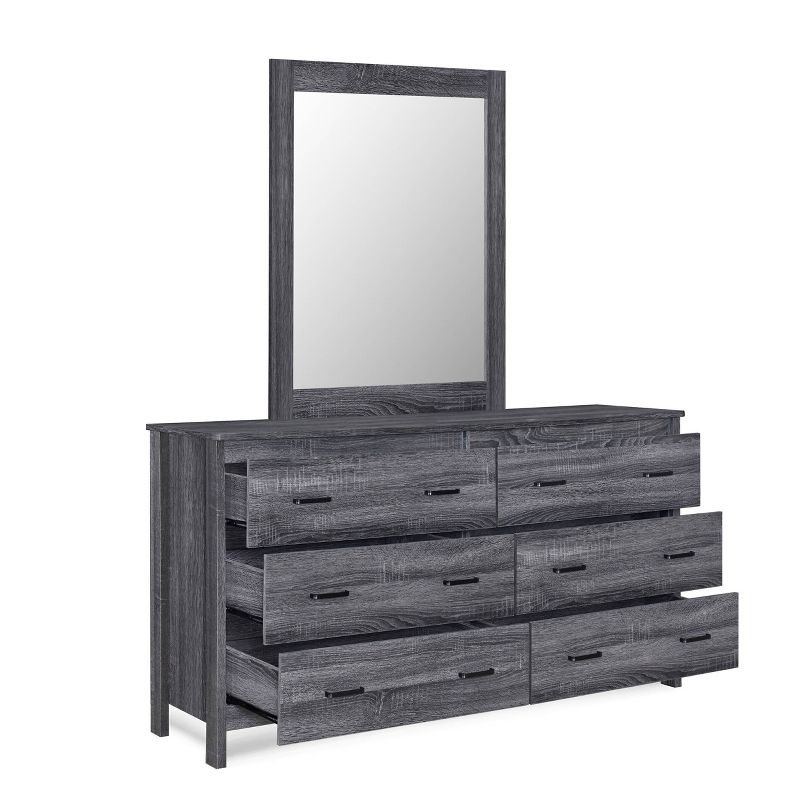Olimont Contemporary 6 Drawer Vanity Dresser with Rectangular Mirror - Christopher Knight Home, 5 of 17