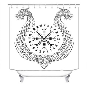 Viking Design Magical Runic Compass Shower Curtains for Bathroom Waterproof Fabric Bath Curtain Durable Soft Stylish Bathroom Decor 72x72 Inch - 1 of 1