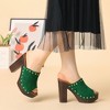 Allegra K Women's Open Round Toe Platform Block Heel Slides Sandals - 2 of 4