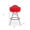 HomeRoots 28" Red And Brown Heavy Duty Plastic And Solid Wood Low Back Counter Height Bar Chair - 3 of 4