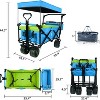 NAYSAYE Planters Folding Wagon Cart Telescopic Handle Foot Brakes Adjustable for Outdoor Garden Beach, Blue and Green, 35.4"*19.7"*44.5" - 3 of 4