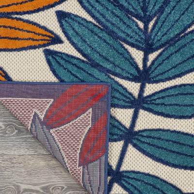 Sunny Aloha Multicolor Leaf 12' x 15' Flat-Woven Outdoor Rug