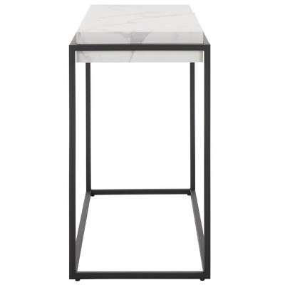Edgefield White Faux Marble and Black Metal Console Table