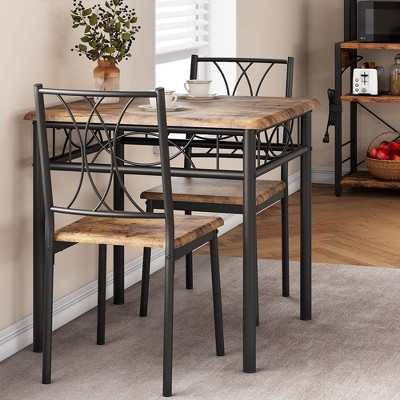 3 Piece Kitchen Table Set, Dining Table and Chairs for 2
