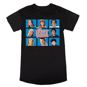 The Brady Bunch Characters Title Logo Women's Black Short Sleeve Sleep Shirt - 1 of 2