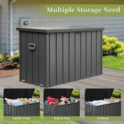 DOMETOUR 200 Gallon Waterproof Outdoor Deck Box, Large Patio Storage Bin for Cushions, Tools, Lockable, Dark Gray