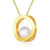 "Sterling Silver with 14K Gold Plating and Genuine Freshwater Round Pearl Pendant Necklace, Combining Classic Elegance and Modern Sophistication" - 3 of 4
