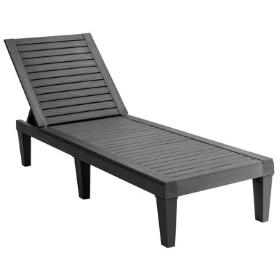 Tangkula Patio Lounge Chair Chaise Recliner Adjustable Backrest Outdoor&Indoor Black/Brown