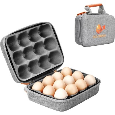 Outdoor Egg Container with Lid, 12-Slot Reusable Shockproof Carrier with Handle for Party Picnic Travel