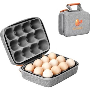 Outdoor Egg Container with Lid, 12-Slot Reusable Shockproof Carrier with Handle for Party Picnic Travel - 1 of 4