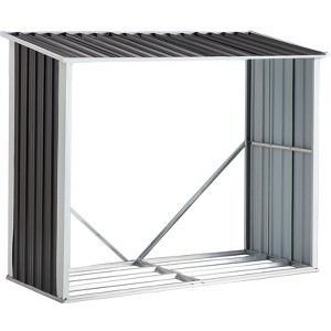 Log Storage Shed, Log Holder with Roof, Log Storage Shed, Firewood Rack for Backyard Garden Patio Porch, Anthracite Galvanized Steel 70.9" - 1 of 4
