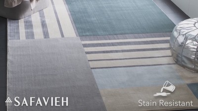 Charcoal and Beige Abstract Rectangular Area Rug, 3' x 5'