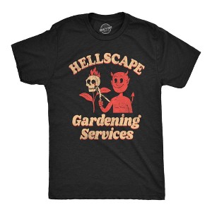Mens Hellscape Gardening Services T Shirt Funny Devil Landscaping Joke Tee For Guys - Crazy Dog Men's T Shirt - 1 of 4
